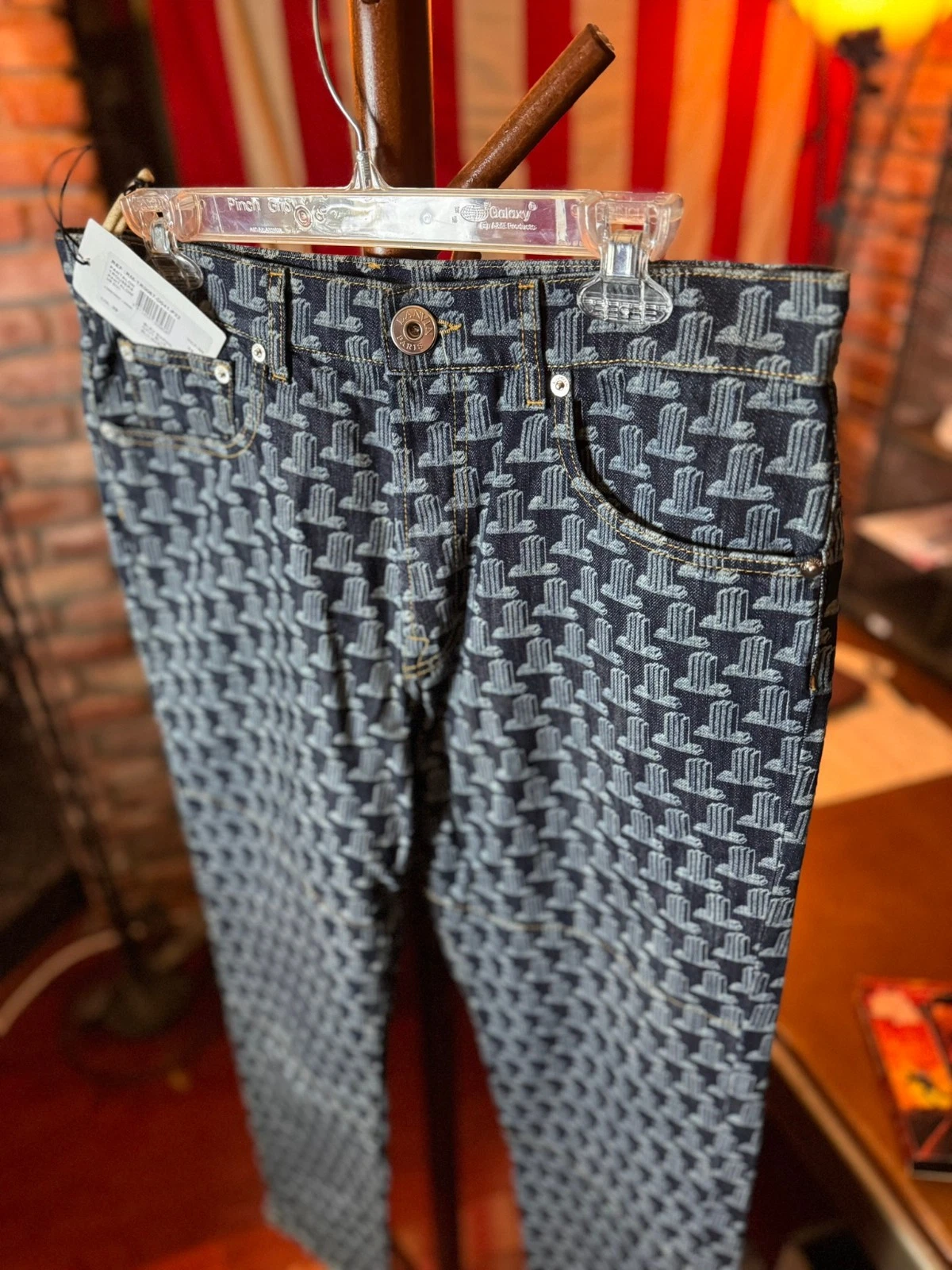 Lanvin — $1025 LANVIN All-Over Monogram DENIM JEANS (sz 34)