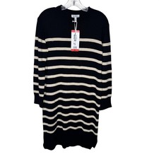 Jessica Simpson Striped Sweater Dress Black Cream Long Sleeve Size M