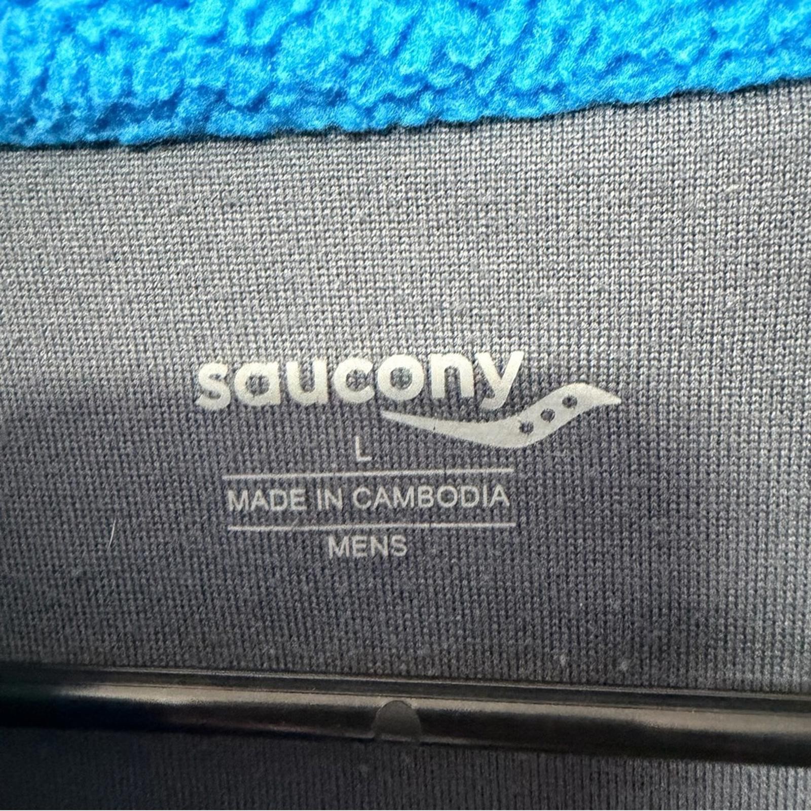 Saucony Jacket Men’s Large Blue Colorblock Fleece Quarter Zip Pocket Long Sleeve thumbnail 3