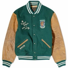 Polo Ralph Lauren Preppy Royal Crest Wool Blend Leather Sleeve Varsity Jacket M