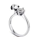 V256 S925 STERLING SILVER SNOOPY CZ STONE RING SZ6