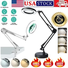 10X Magnifying Glass Desk Light Magnifier LED Lamp Reading Lamp With Base&Clamp