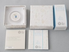 2017 Beatrix Potter, Peter Rabbit Coloured Silver Proof 50p coin with COA