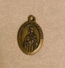 St.Therese Of Lisieux Medal Bronze Pendant Charm Vtg Replica The Little Flower