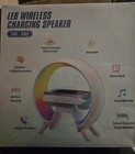 XM-X63 Round Wireless Charging Speaker Alarm Clock FM Radio Dimmable White — photo 2