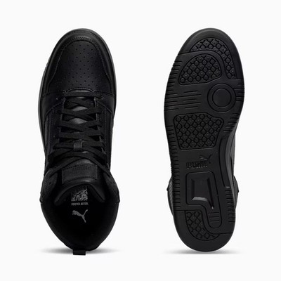 PUMA Black Men's Casual Comfort Lace Up Leather Sneakers