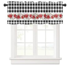 Christmas Curtain Valances for Kitchen Windows 54x18 Inch Winter Xmas Flower T5