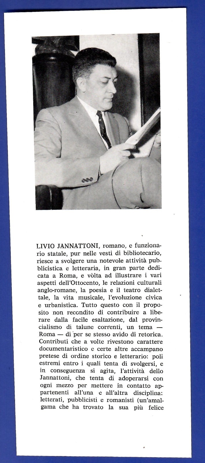 Scheda bibliografica editoriale - Bramante editrice - 1965 - Livio JANNATTONI