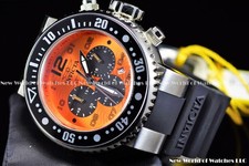 Invicta Men's 52mm Pro Diver Quartz Black and Orange Dial Silicone Strap Watch