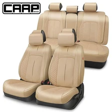 CAAP Driven Universal Voris Series Full Set Seat Covers Cushion Beige/Black