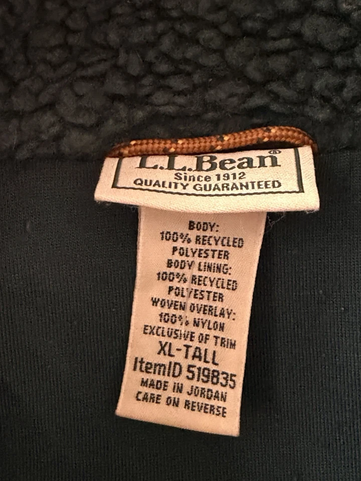 Men’s L.L.Bean Mountain Pile Sherpa Fleece Vest XL Tall Green Zip Warm Outdoor - Image 4 of 4