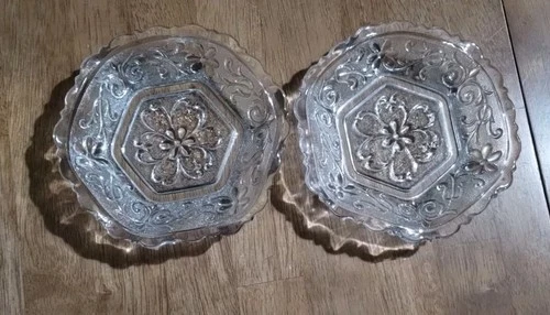Vintage Depression Clear Indiana Sandwich Glass Tiara Pattern Hexagon Bowls
