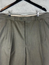 JB Britches Pants Mens 40 Olive Wool Winston Pleated Cuffed Dress Tailored Italy