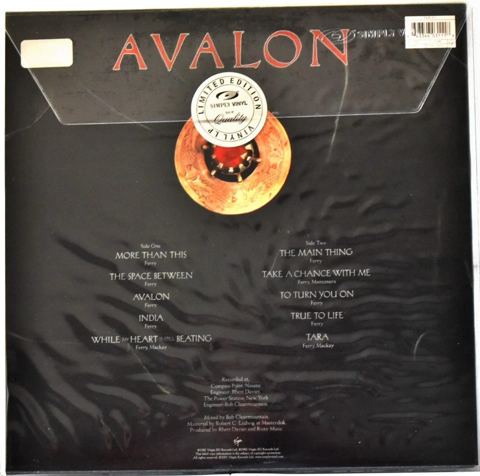 AUDIOPHILE SIMPLY VINYL SVLP 311 UK  2000 ROXY MUSIC "Avalon" 180g LTD SEALED - Image 2 of 2