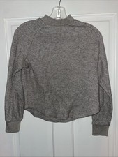 Madewell XXS Gray Waffle Knit Mock Neck Cropped Pullover Sweater