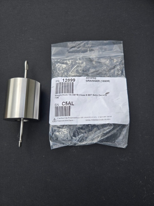 RICE LAKE WEIGHING SYSTEMS 12899 Calibration Weight 1 lb. Nominal Mass w/ Hook