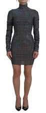 Dolce & Gabbana Black Embellished Nylon Bodycon Mini Women's Dress