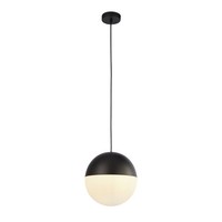Pendelleuchte HäNgelampe Rund Schwarz Weiß E27 Ø 25 Cm Glas Metall Retro
