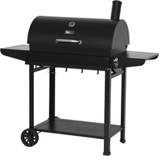 Royal Gourmet Barrel Charcoal Grill with Front Storage Basket Backyard BBQ Party