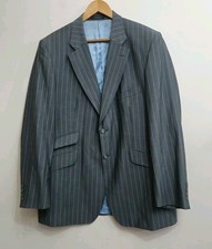 Crombie Vintage Wool & Mohair Mens Pinstripe Grey Blazer Jacket Size 44R