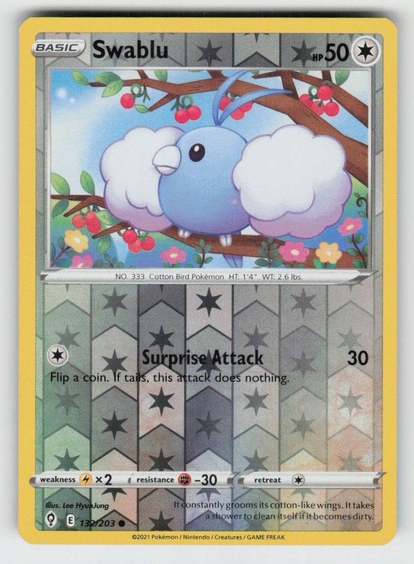 Reverse Holo Swablu 132/203 Common Evolving Skies Near Mint
