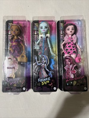 Mattel Monster High Dolls Set Draculaura, Frankie Stein, And Clawdeen Wolf