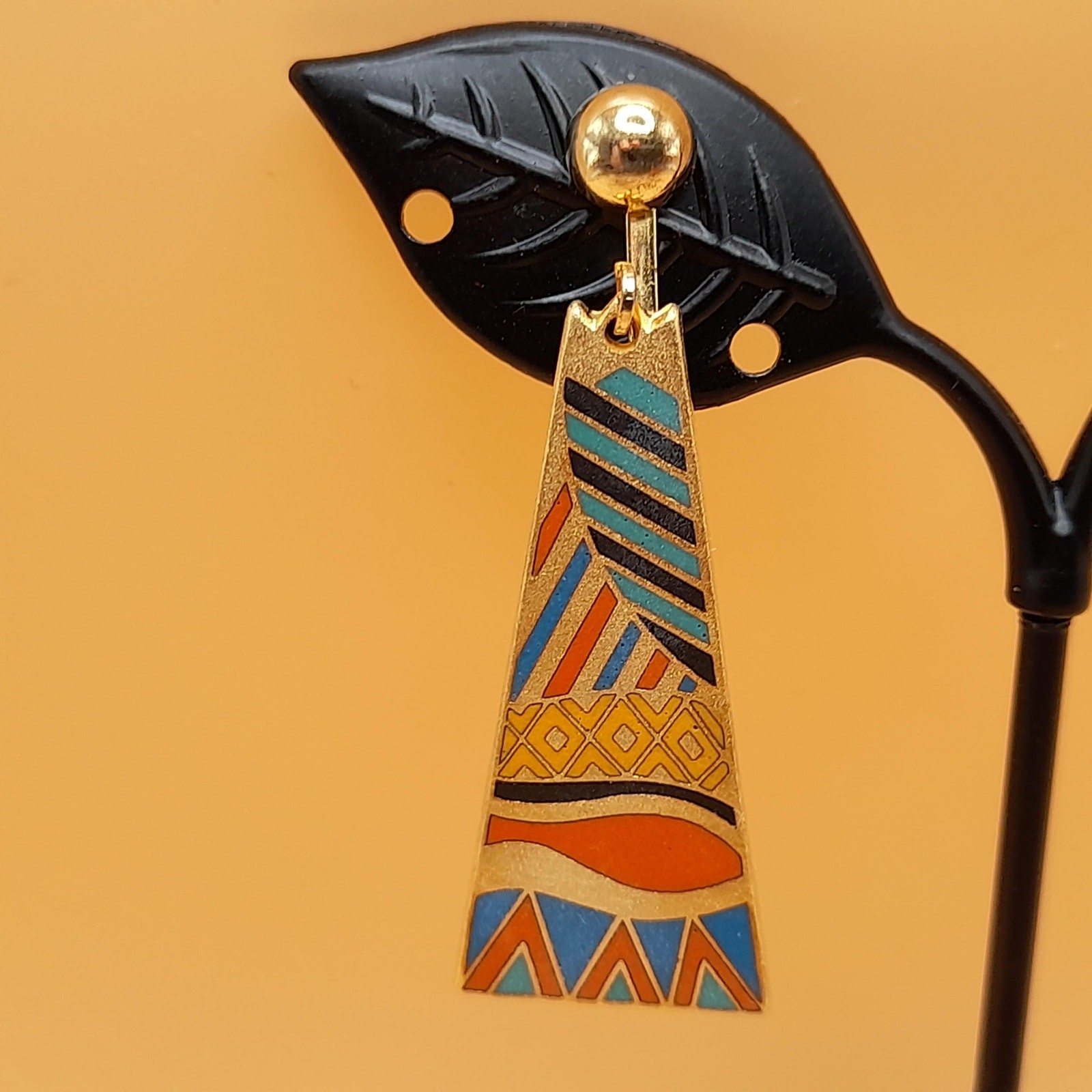 Laurel Burch "Java" Geometric Clip Earrings, Gold… - image 8