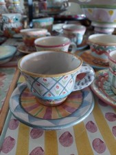 MacKenzie-Childs Ceramic High Tea Cup & Saucer Small Tea Service