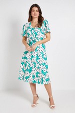 Wallis Green Fit & Flare Dress Womens Daywear Dresses