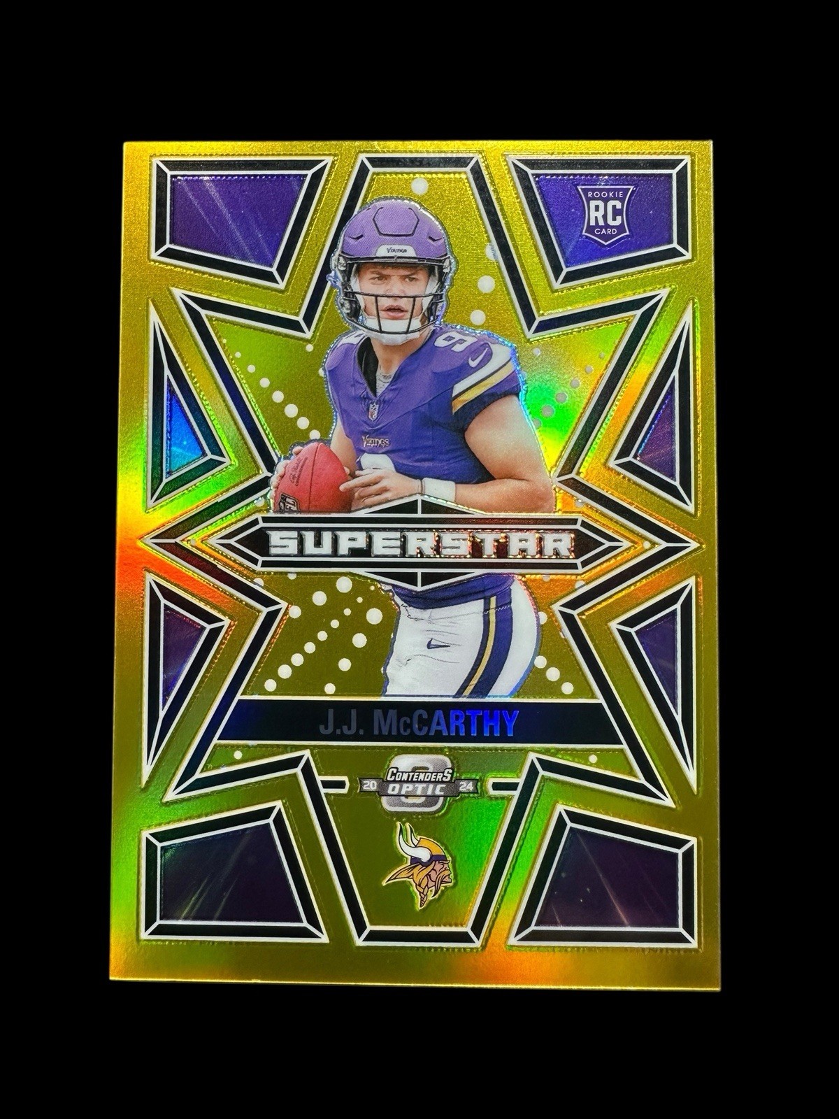 JJ McCarthy 2024 Panini Optic Contenders #’d 3/10 GOLD PRIZM ROOKIE SUPERSTAR RC