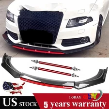 Carbon Fiber Front Bumper Lip Splitter Spoiler Body Kit Rods For Audi A3 A4 A5
