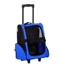 2 in 1 Pet Travel Backpack with Wheels Cat Dog Carrier Trolley Bag