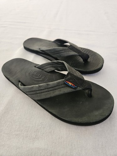 Rainbow Womens Premier Single Layer Black Sandals Wide Strap Size Small 5.5-6.5