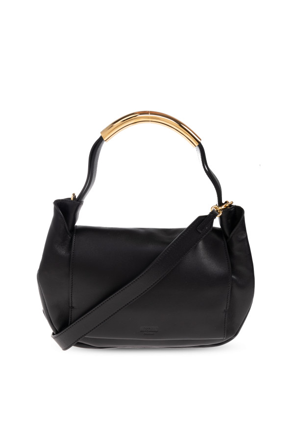 MOSCHINO Handle Me Black Leather Shoulder Bag New & Authentic