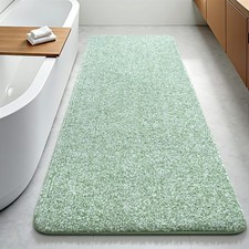 24x60 Inch Bathroom Runner Rug Soft Absorbent NonSlip Green White Bath Mat