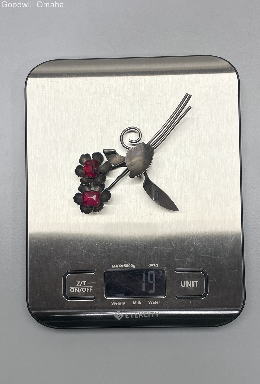 Vintage Sterling Silver Large Ruby Gemstones Flow… - image 7