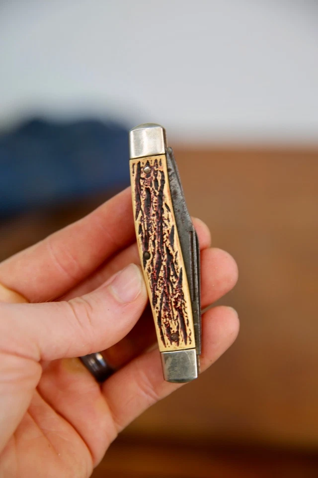 Vintage Colonial 3 Knife Blade STAG Handle Pocket Knife Antique folding - Image 3 of 4