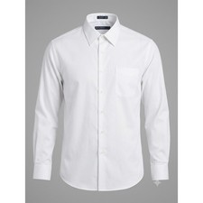 Perry Ellis Portfolio Mens XL White Wrinkle Free Cotton Dobby Dress Shirt 17.5