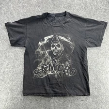 Sons of Anarchy SAMCRO Shirt Mens Large Black Graphic Reaper Skull TV Biker Tee