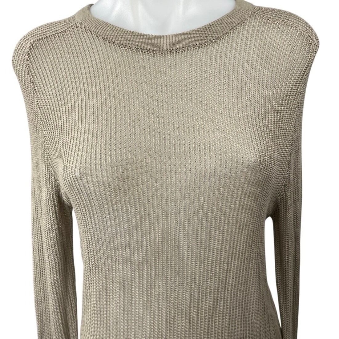 Zara Women's Beige Long Sleeve Round Neck Semi Sheer Pullover Sweater Top Size S thumbnail 3