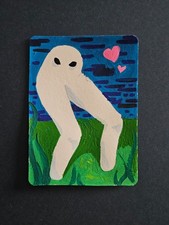 ACEO Original Painting Cryptid Pants by Manifesting Migraines Gouache on Paper