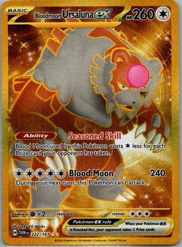 Bloodmoon Ursaluna ex 222/167 Hyper Rare Twilight Masquerade Pokemon Holo NM