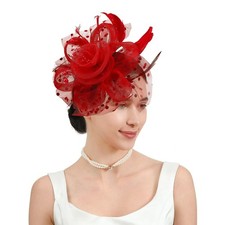 Fascinators Hats for Women Classic Satin Tea Party Headwear Fascinator Hat wi...