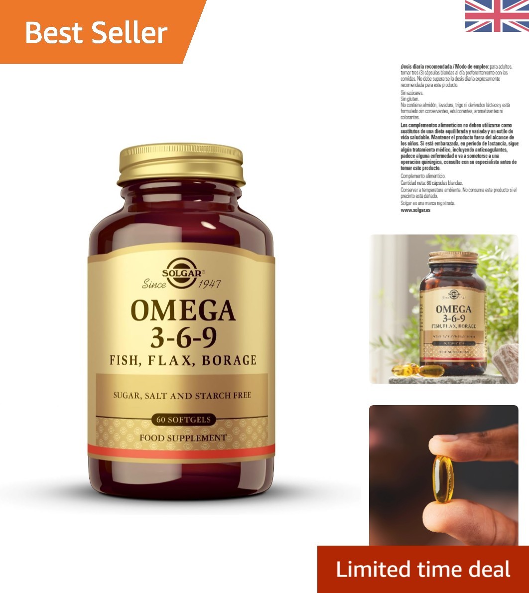 Omega 3-6-9 Softgels - 60 Count for Heart Health Support & Wellness