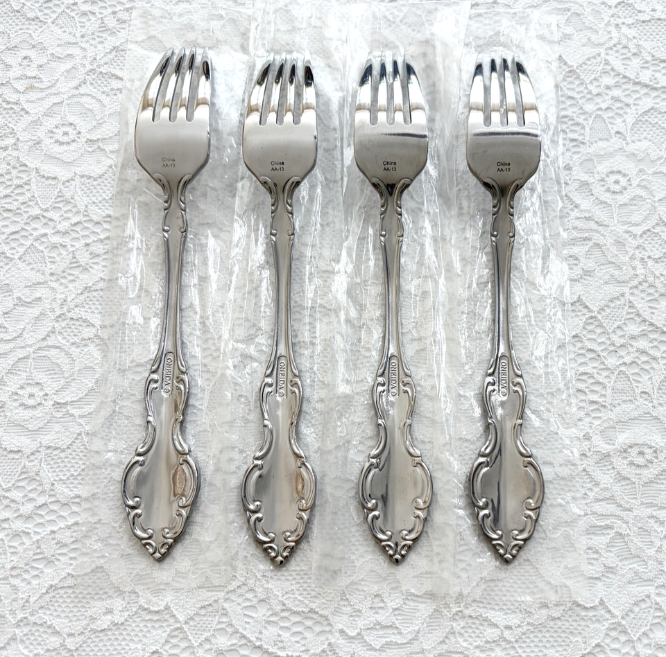 4-new-oneida-mikayla-glossy-stainless-salad-forks-china-free