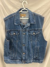 Wrangler Hero Men  s Denim Vest Large Unlined 100 Cotton 4 Pockets Biker Western