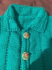 child's sweater, Italian fine wool,  hand-knit, green, wooden buttons — photo 7