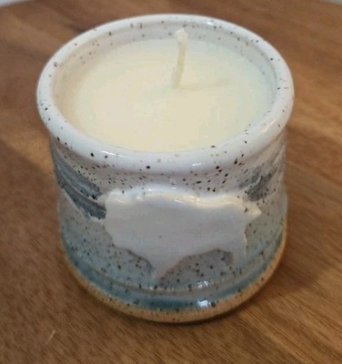 Stoneware Handmade Studio Art Candle, Buffalo 