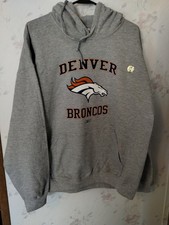 NFL Team Apparel Denver Broncos Gray Hoodie Sweatshirt Mens XL Long Sleeve