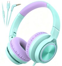 Kids Headphones School Travel Upgrade USB Type C Safe Volume Foldable Green